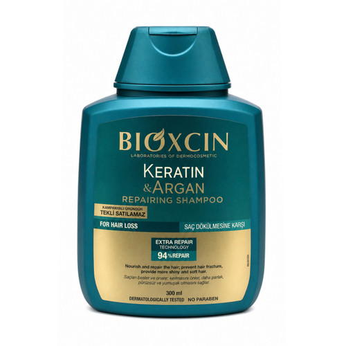 شامپو تقویت کننده و ضد ریزش بیوکسین مدل Keratin Argan حجم ۳۰۰ میلی لیتر مناسب برای موهای خشک و آسیب دیده