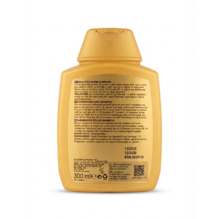 شامپو تقویت کننده و ترمیم کننده بیوکسین مدل Nourishing Oils Care مناسب برای انواع مو و موهای کراتین شده فری سولفات حجم ۳۰۰ میلی لیتر