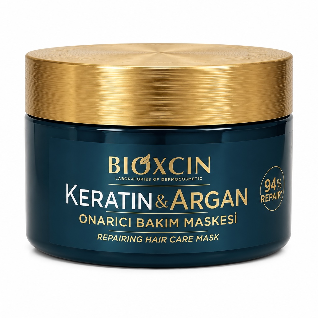 ماسک مو ترمیم‌کننده کراتین و آرگان بیوکسین حجم ۲۰۰ میلی لیتر | Bioxcin Keratin & Argan Hair Care Mask 200ml