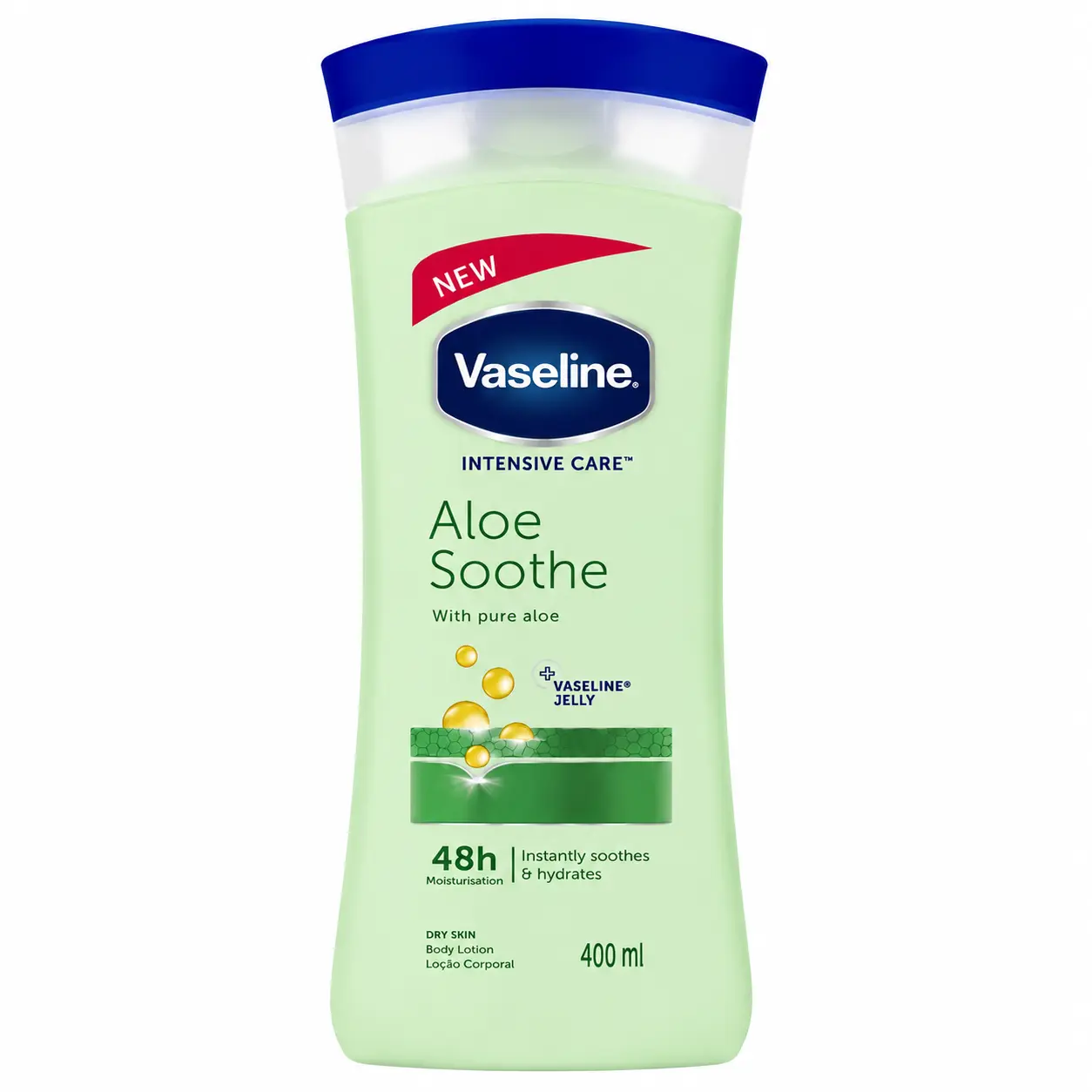 لوسیون بدن وازلین مدل Aloe Soothe – آبرسان و خنک‌کننده پوست با عصاره آلوئه‌ورا حجم 400 میلی لیتر