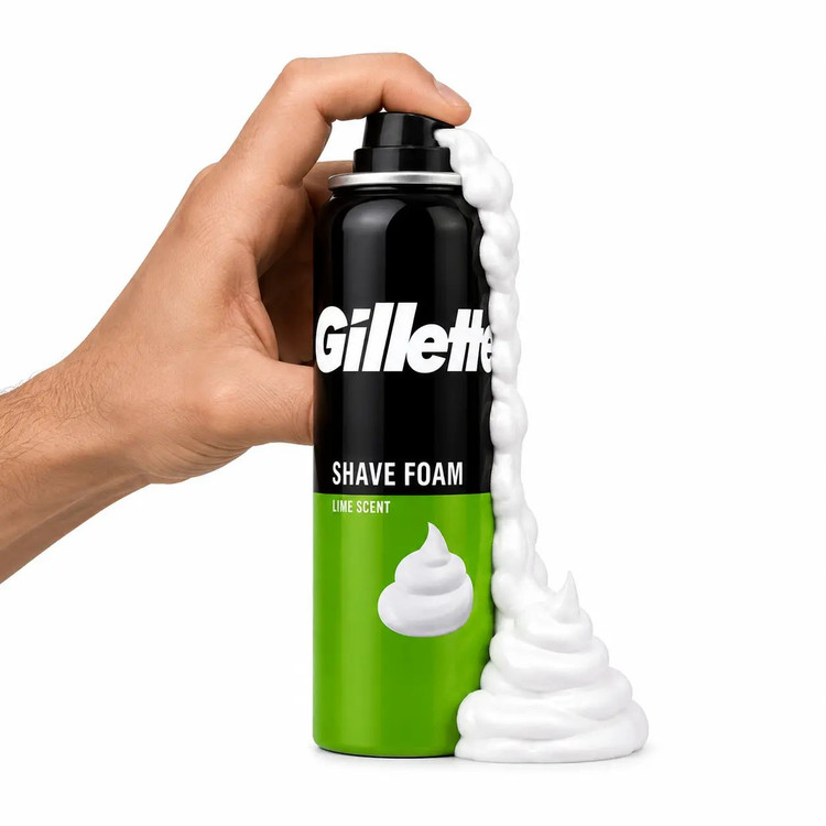 فوم اصلاح ژیلت مدل Shave Foam با رایحه لیمو حجم 200 میلیلیتر