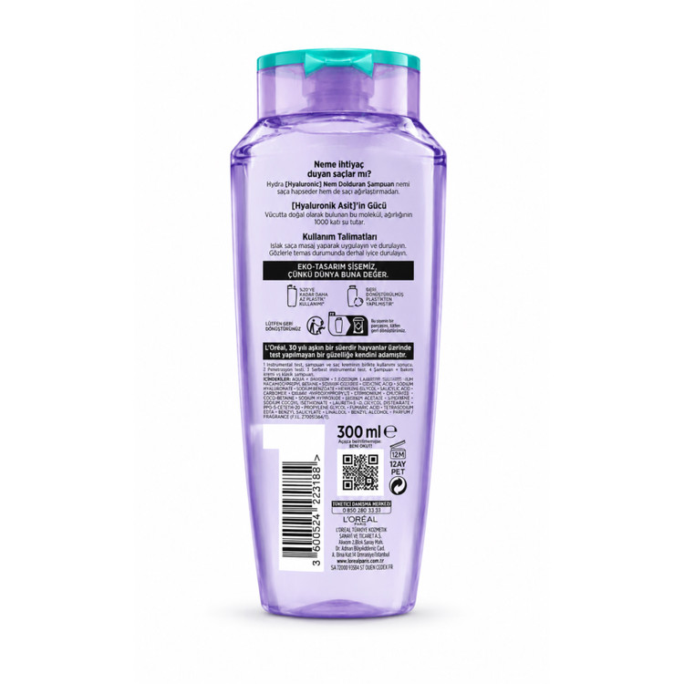 شامپو لورآل پاریس السیو Hydra Hyaluronic Pure ضد چربی و آبرسان مو ۴۰۰ میلیلیتر