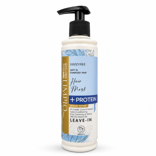ماسک مو بدون آبکشی لیمپیو پلاس Frizz Free + Protein ترمیمکننده و ضد وز مخصوص موهای موجدار و آسیبدیده ۳۵۰ میلیلیتر