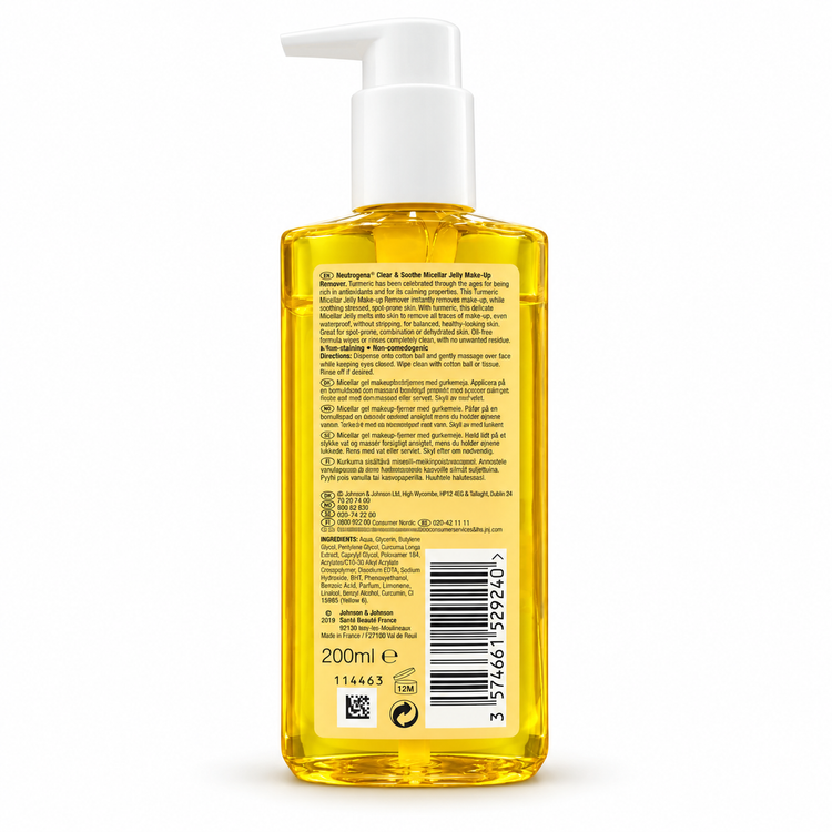 ژل میسلار پاککننده آرایش نوتروژینا Clear & Soothe حاوی زردچوبه 200 میلی لیتر