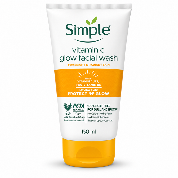ژل شستشوی صورت ویتامین C سیمپل مدل Glow حجم 150 میلیلیت