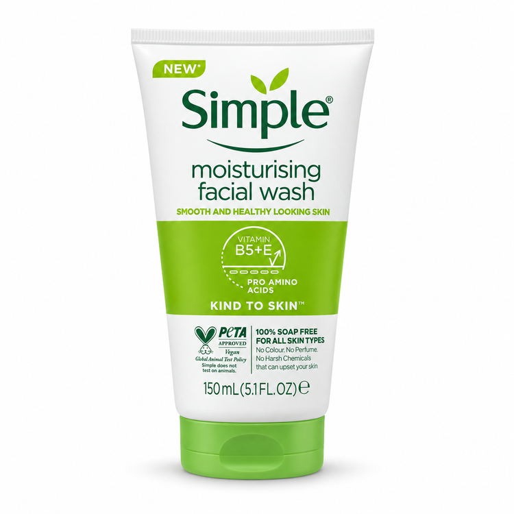 ژل شستشوی مرطوبکننده صورت سیمپل مدل Moisturising Facial Wash حجم 150 میلیلیتر