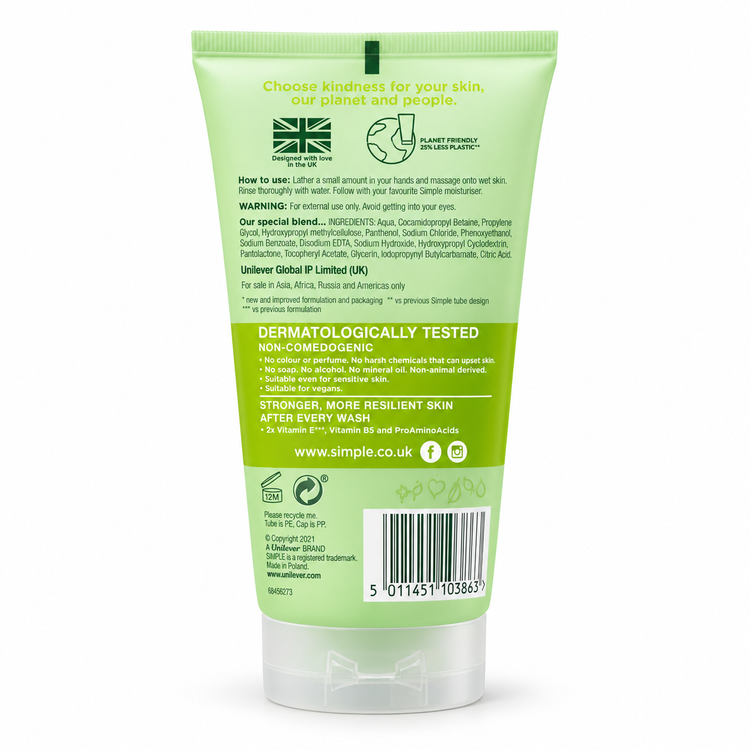 ژل شستشوی طراوتبخش صورت سیمپل مدل Refreshing Facial Wash حجم 150 میلیلیتر