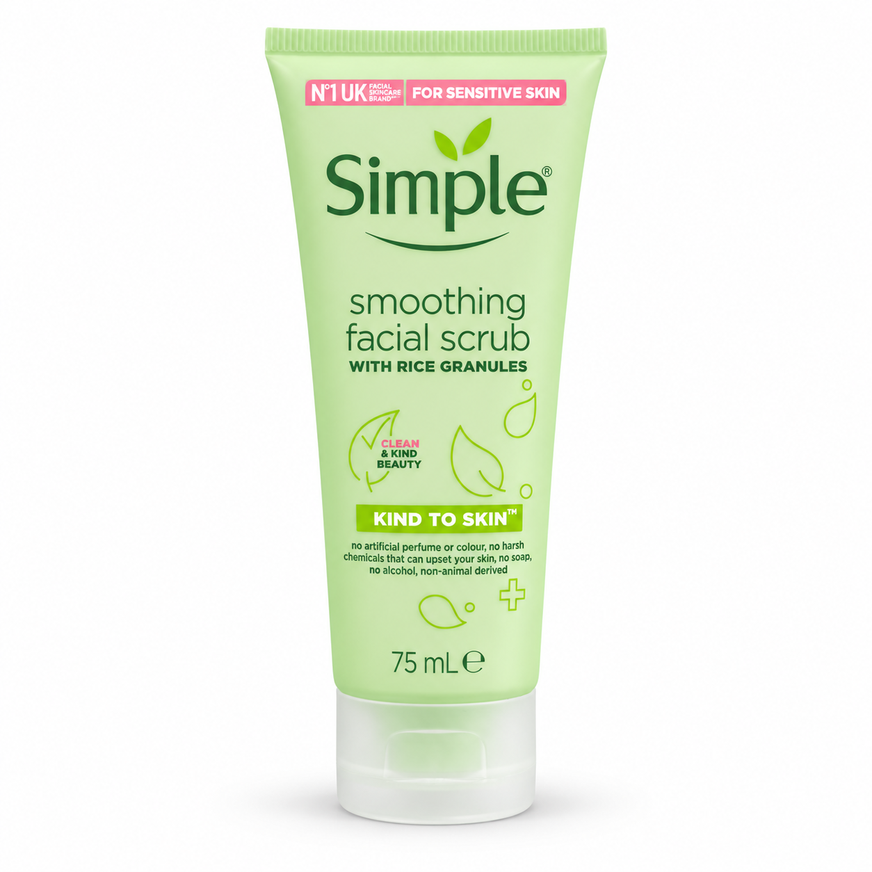 اسکراب صورت سیمپل مدل Smoothing Facial Scrub با دانه‌های برنج حجم 75 میلی‌لیتر
