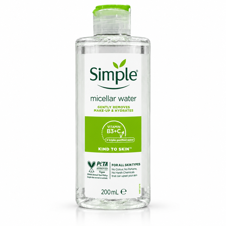 میسلار واتر سیمپل مدل Micellar Water حاوی ویتامین B3 و C حجم 200 میلیلیتر